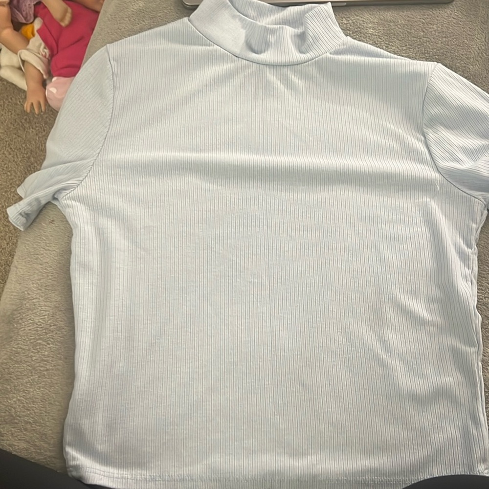 turtleneck short sleeve shirt.